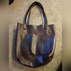 Brown leather tote